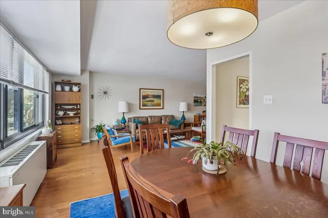 a view of a balcony with wooden floor