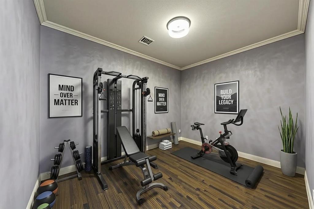 7929 Maddox Road Plano, TX 75024 - Photo 15 of 26 Virtually staged first floor space as a home gym so you can see what is possible.