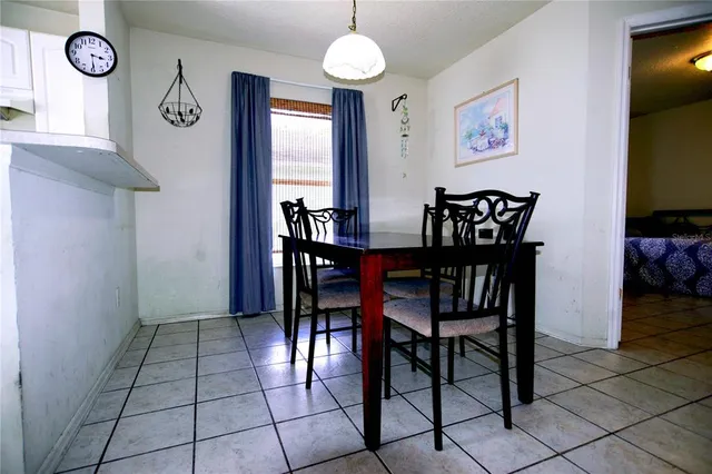 a view of a dining area with furniture