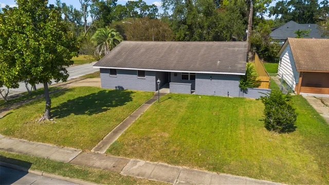 an aerial view of a house