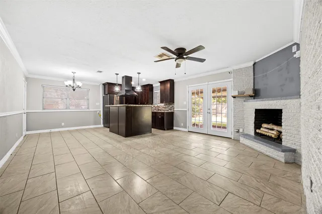 a view of a livingroom with a fireplace