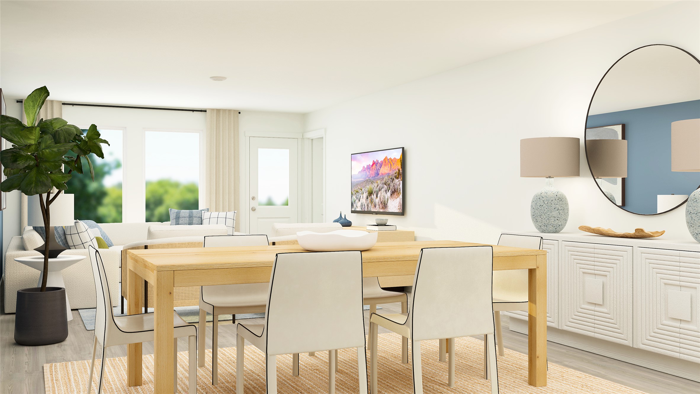 436 Jones Bch Lane Jarrell, TX 76537 - Photo 20 of 30 a dining room with furniture a large window and a wooden floor