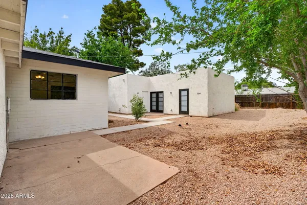 a view of an outdoor space and swimming pool