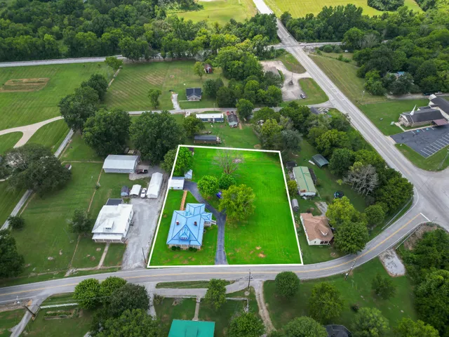 an aerial view of a house