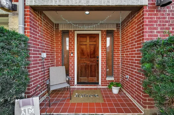 a front view of a house with a door