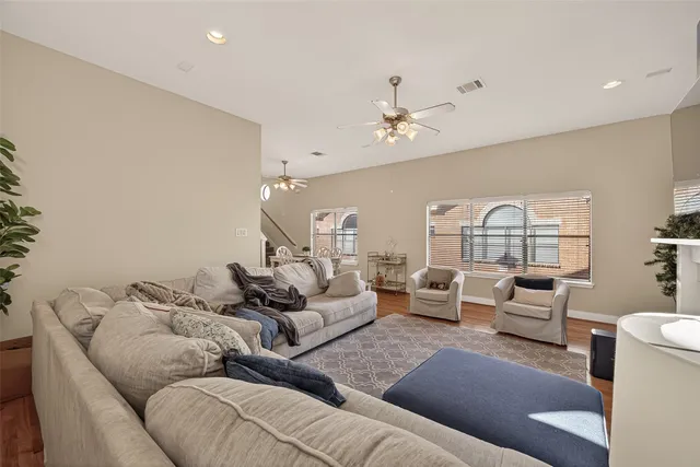 a living room with furniture