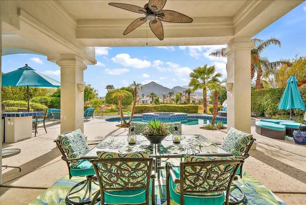 a outdoor view with a sitting space