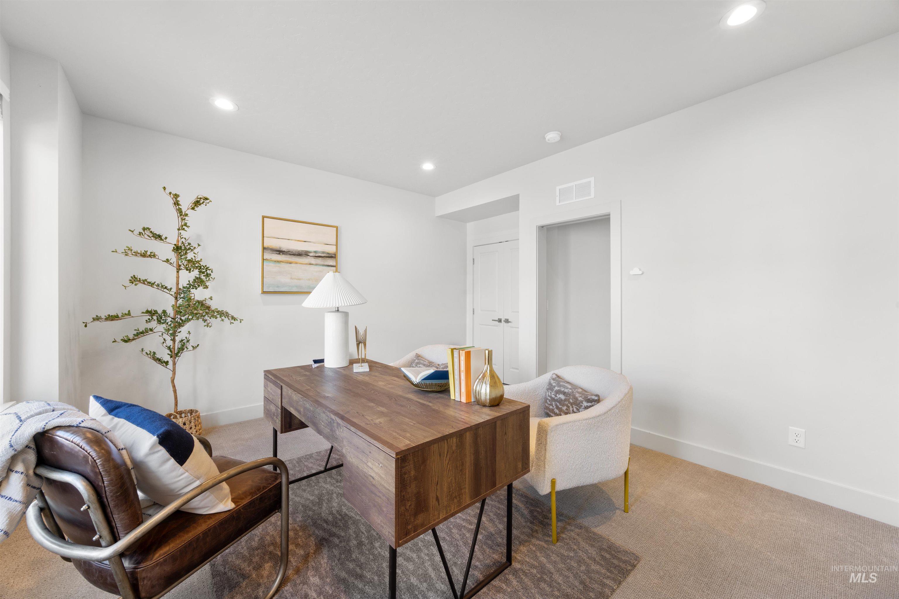 3282 South Millbrook Way Boise, ID 83716 - Photo 5 of 45 Carpeted office space with baseboards and recessed lighting