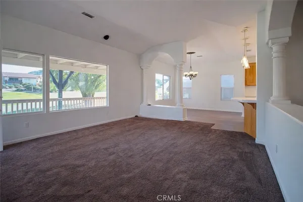 a view of a room with a sink and a window