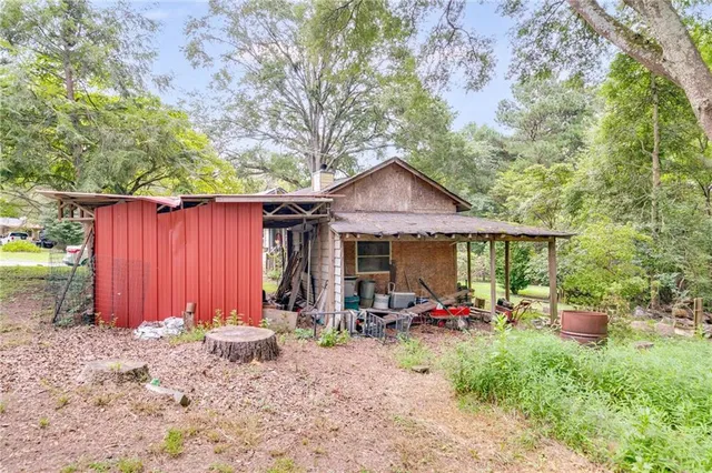 a front view of a house with patio