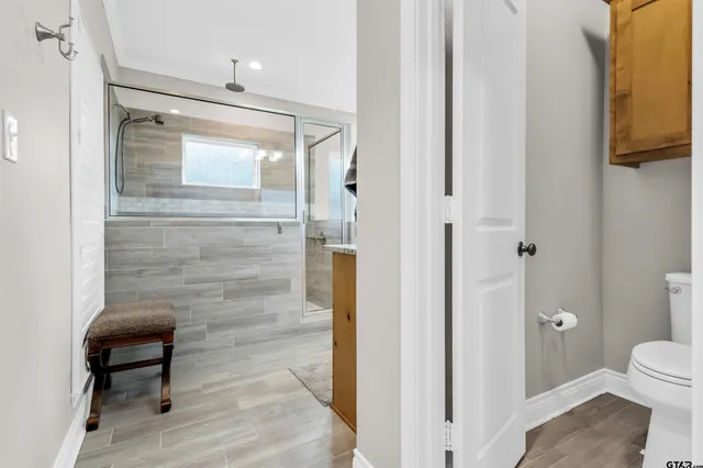 a bathroom with a shower