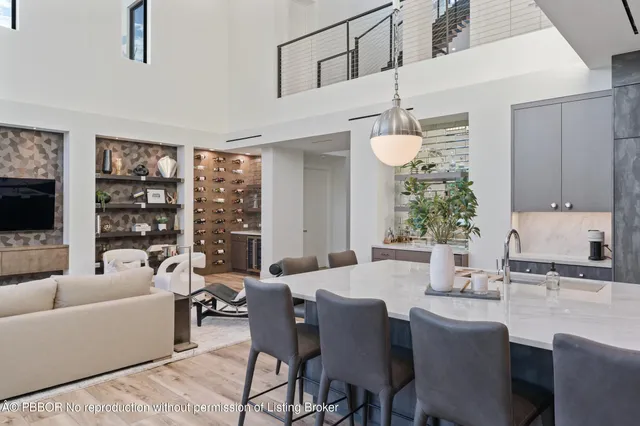a view of a dining area with furniture