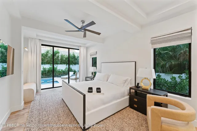 a living room with a large window