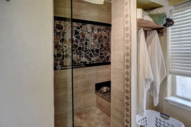 a bathroom with a shower