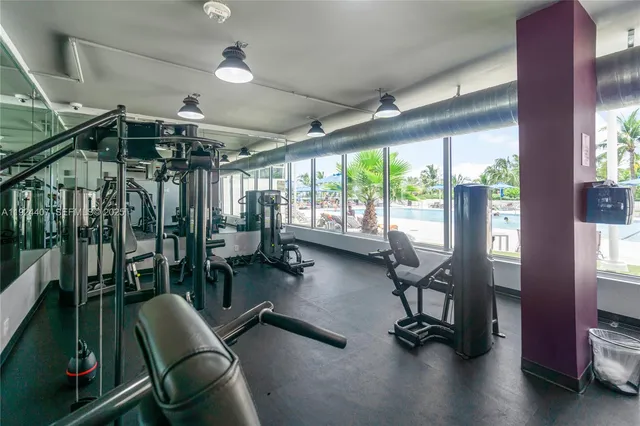 a view of a room with gym equipment