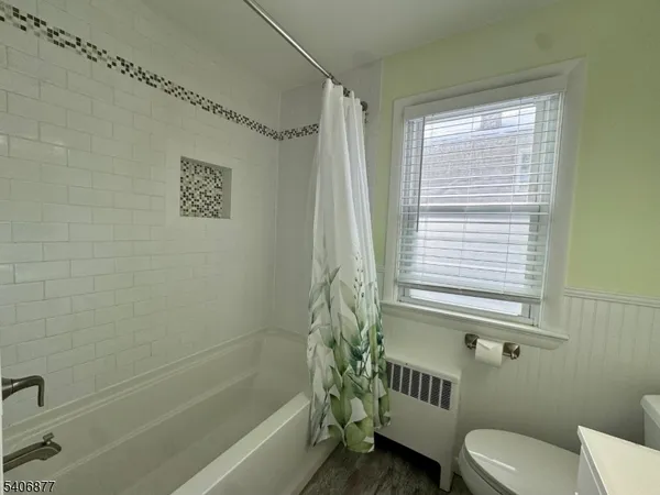 a bathroom with a toilet and a bathtub