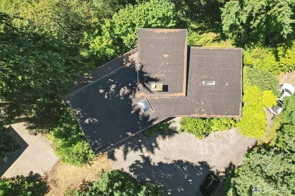 an aerial view of a house