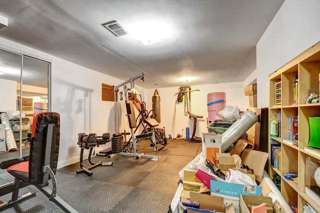 a view of a room with gym equipment