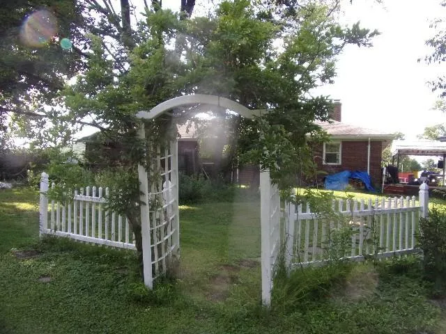 a garden view with a fountain