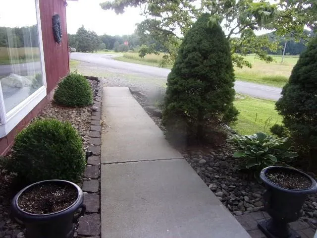 a backyard of a house with lots of green space