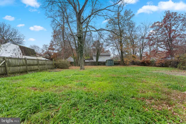 a view of a yard with a slide