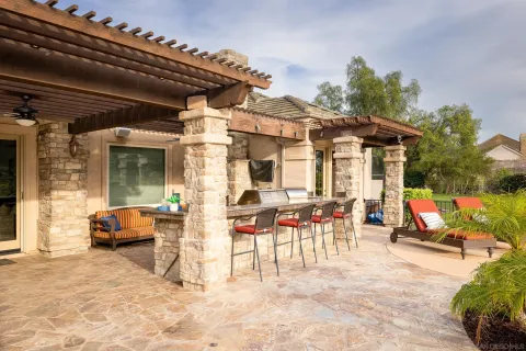 a building outdoor space with seating space