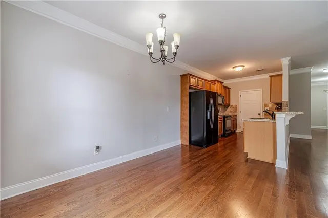 a view of a livingroom with a chandelier