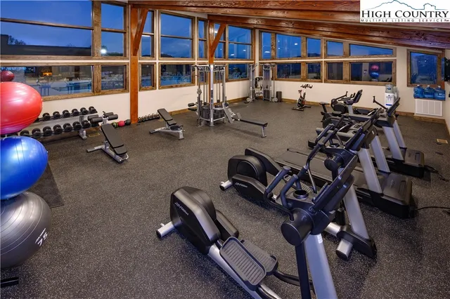 a room with gym equipment