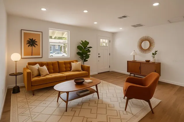 a living room with furniture