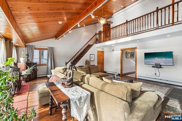 a living room with furniture