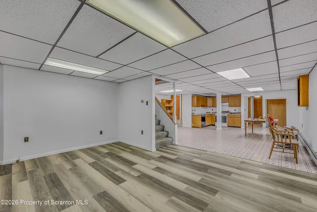 a view of a room with shelves