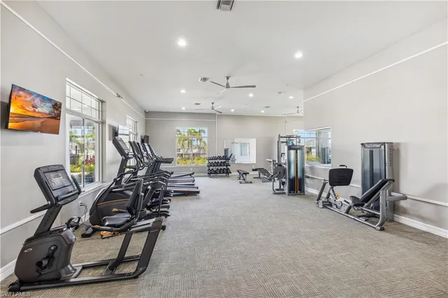 a view of a room with gym equipment