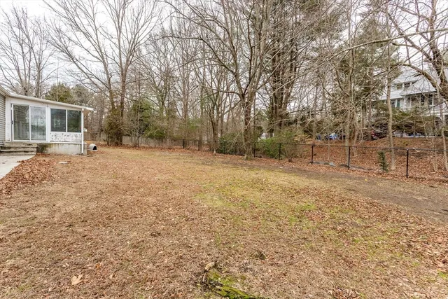 a view of a yard with trees