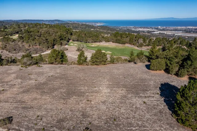 an aerial view of a houses with a yard and lake view