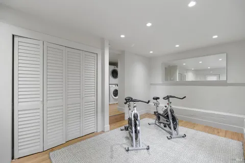 a view of a room with gym equipment