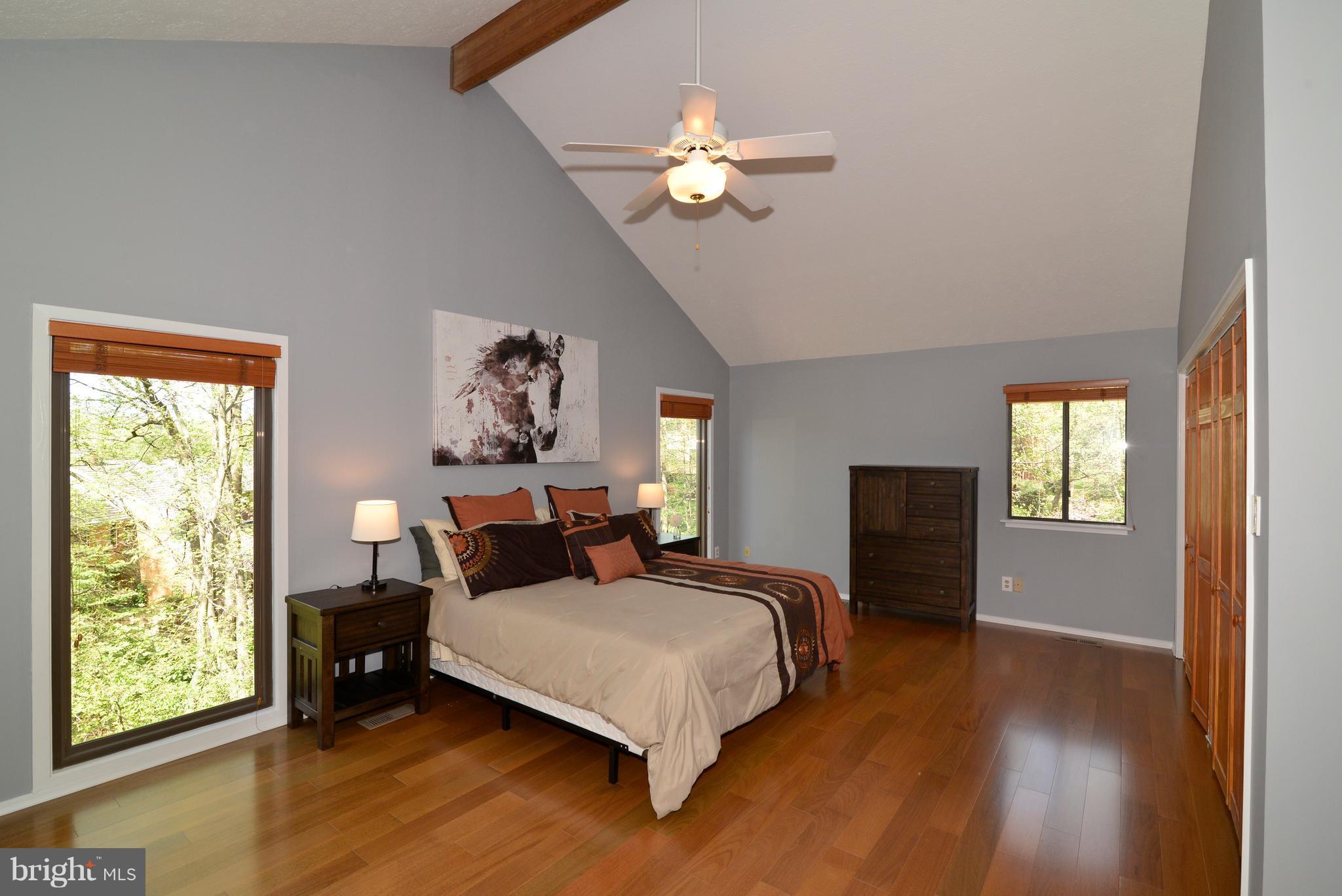 2203 Spinnaker Court Reston, VA 20191 - Photo 15 of 30 a spacious bedroom with a large bed chandelier and a window