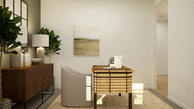 a view of living room with furniture and wooden floor
