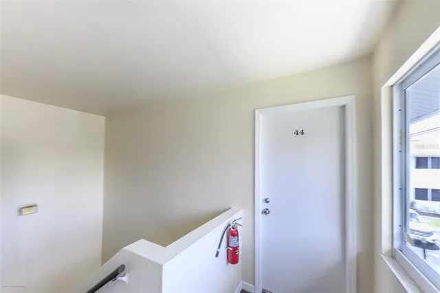 a storage room with a window