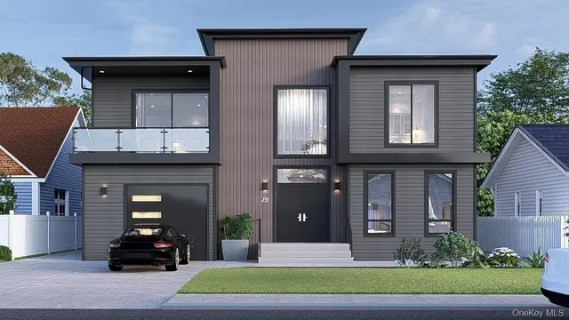 a front view of a house with garden