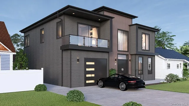 a car parked in front of a house