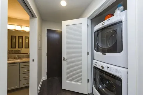 a utility room with dryer and washer