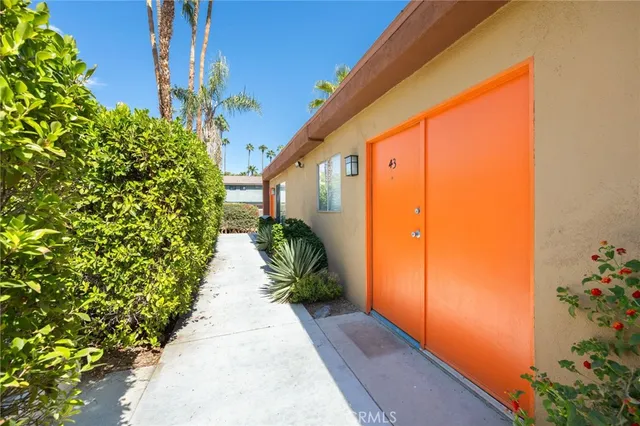 a porch with seating space