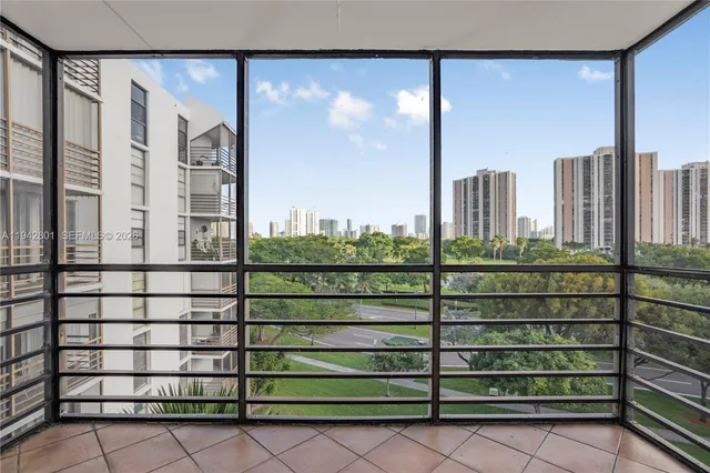 a view of a balcony with city view