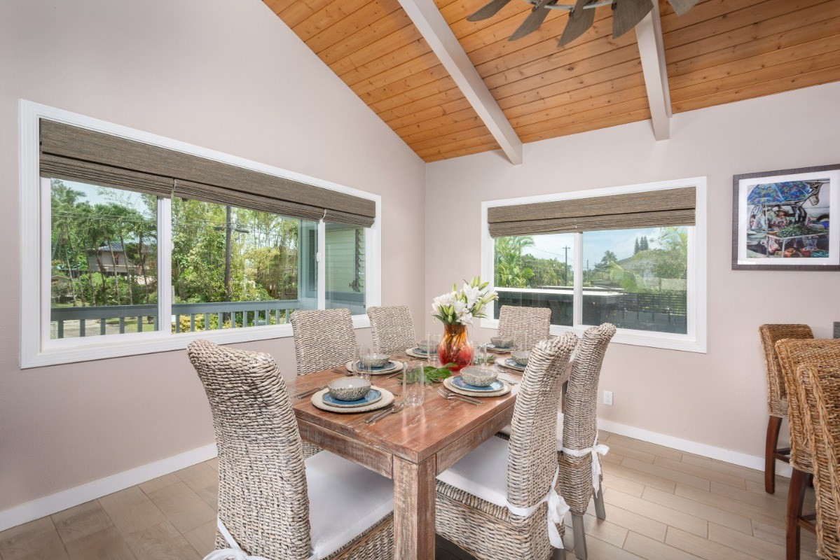 5527 Weke Road Hanalei, HI 96714 - Photo 12 of 28 a view of a dining room with furniture window and outside view