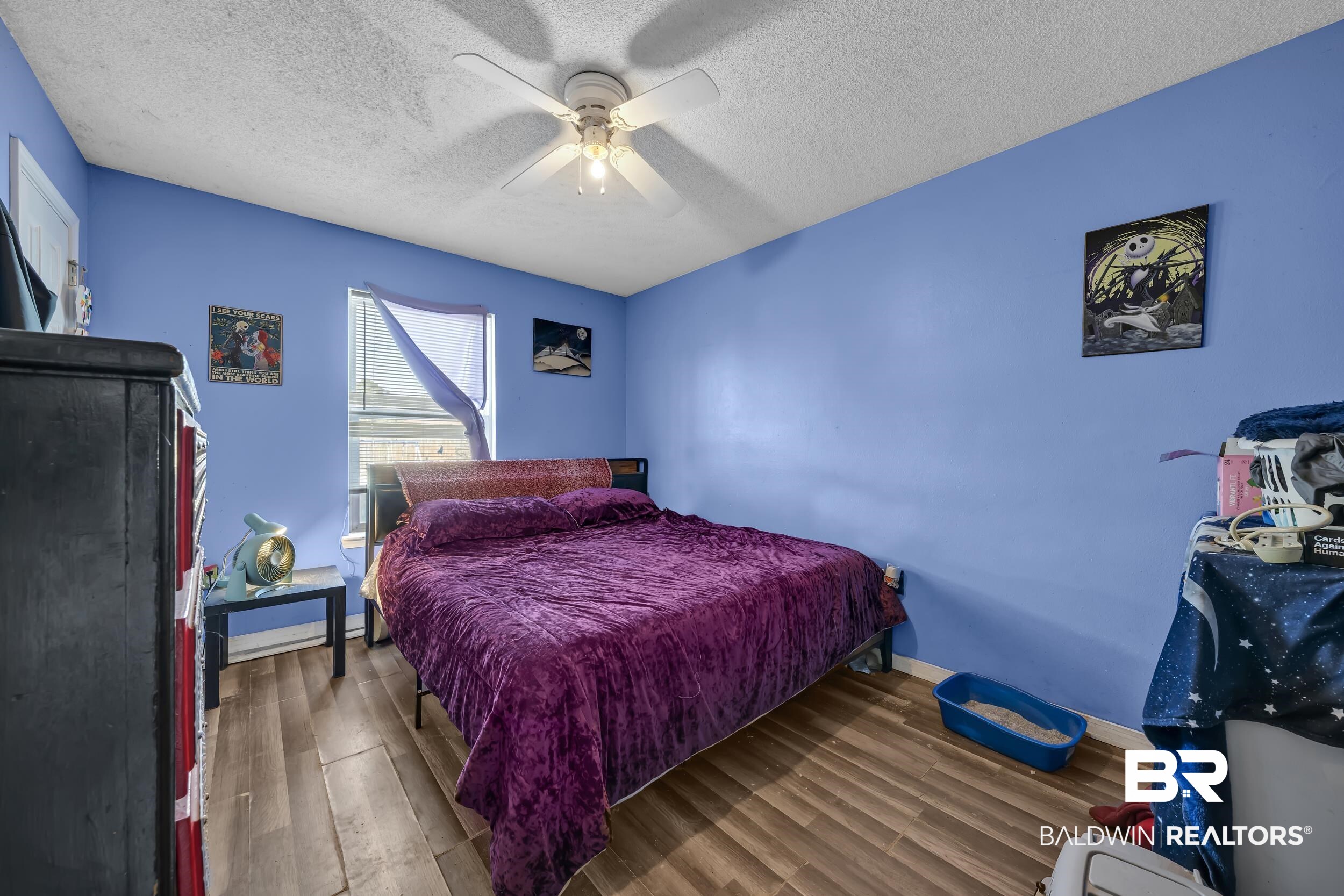 16603 Vanilla Drive Foley, AL 36535 - Photo 14 of 19 Bedroom with a textured ceiling, dark wood finished floors, and a ceiling fan