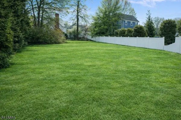 a view of a field of grass and trees