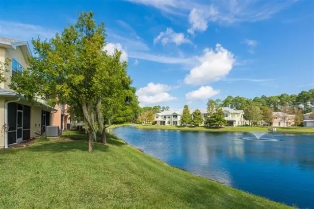 a view of a lake with houses