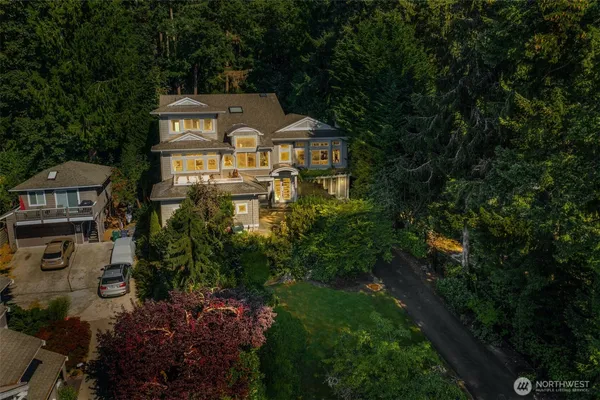 an aerial view of a house