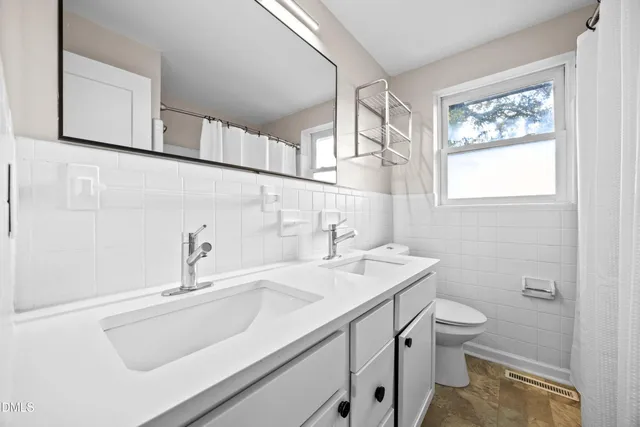 a bathroom with a sink toilet and a mirror