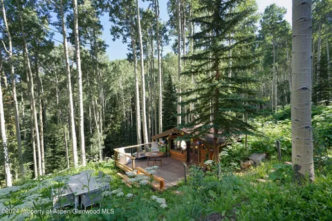 a view of a bench in a garden